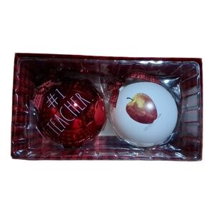 Rae Dunn #1 Teacher Glass Ornament Set